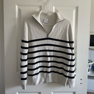 Zara Striped Quarter Zip Sweater